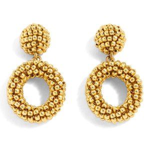 J Crew Jewelry J Crew Gold Beaded Mini Drop Hoop Earrings Poshmark